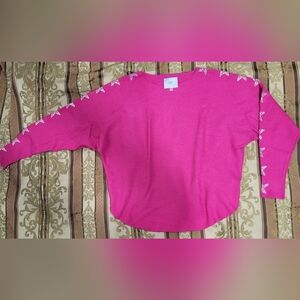 Pretty Liv Milano size: M Pink sweater rhinestone stars long sleeve women